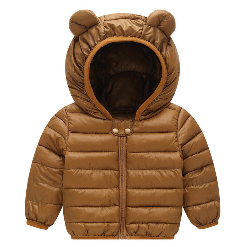 Baby Kinderen jas voor meisjes Jongens Winter Jassen Kinderen 'jas Zip Dikke Oren Sneeuw Hoodie Uitloper jas voor meisje # CL3: Bruin / 6m