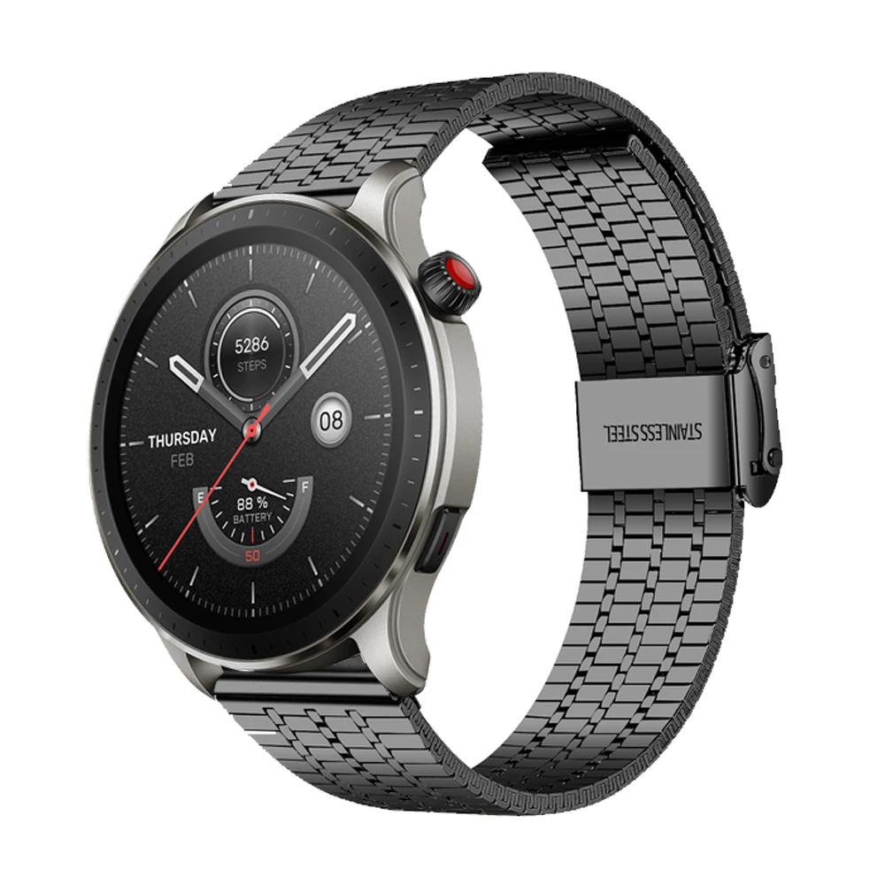 20 metalurrem til amazfit gts /2/2e/3/ gts 2 mini rem gtr 3 pro/gtr 4 2/47mm/42mm/ 22mm 3/ bip rustfri stålremme: Sort hvid / 10mm to 19mm