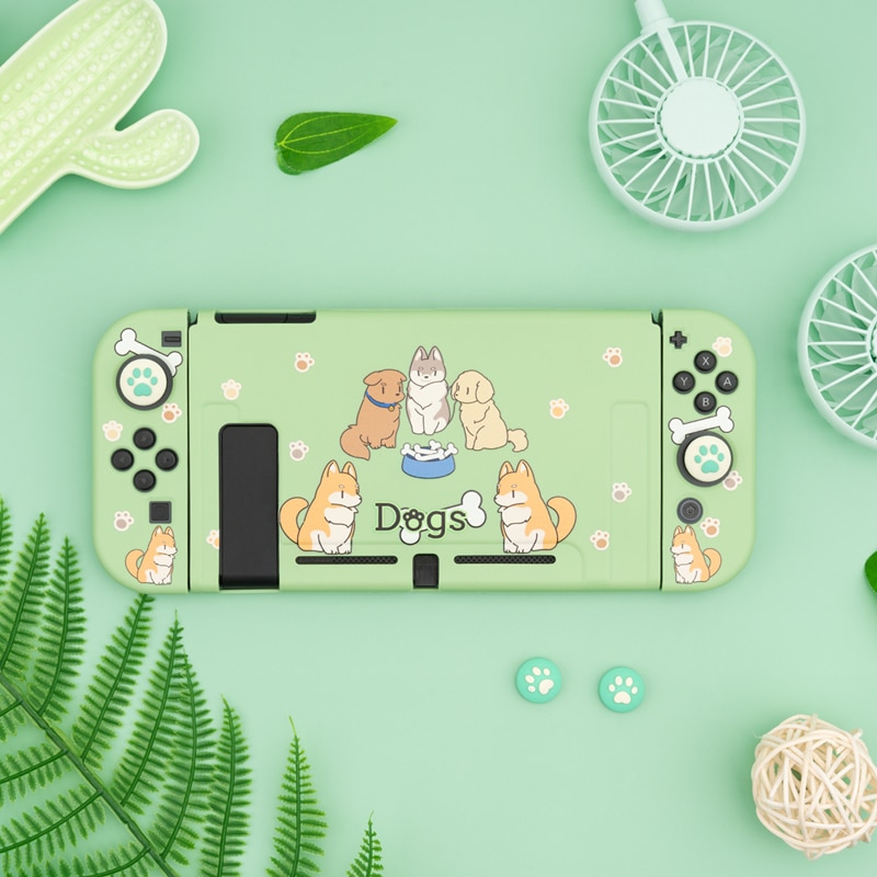 Geekshare Nintendo Switch Green Honden Bone Feest Cartoon Fairy League Hard Cover Girp Shell Voor Nintendo Switch