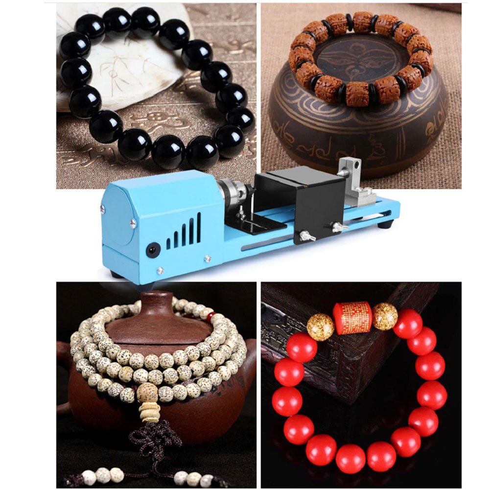 1 Set 150W Mini Wood Lathe Machine Speed Adjustable Rotary Tool Buddha Pearl Lathe Grinding Polishing DIY Woodwork Tool 12V/24V