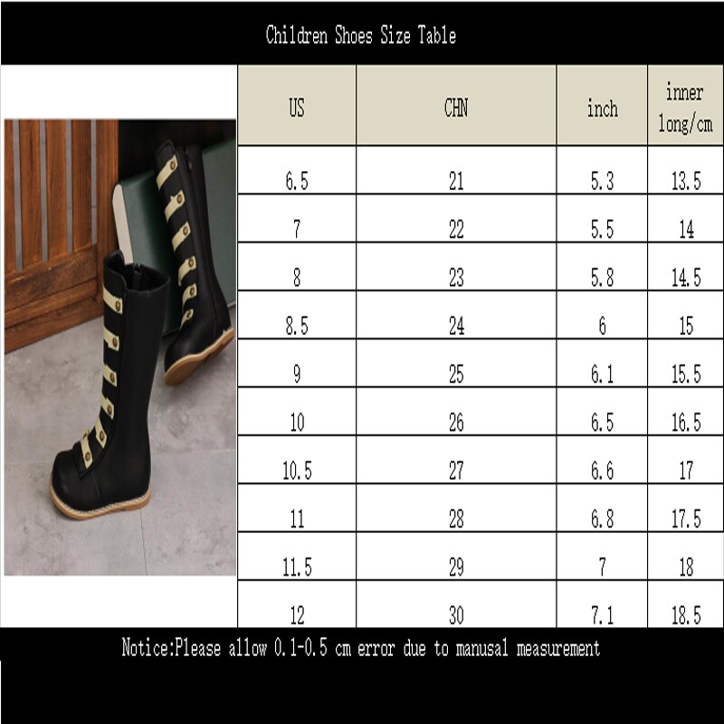 nouvelles bottes de pour enfants filles rivet princesse chaussures bébé long tube Martin chevalier bottes