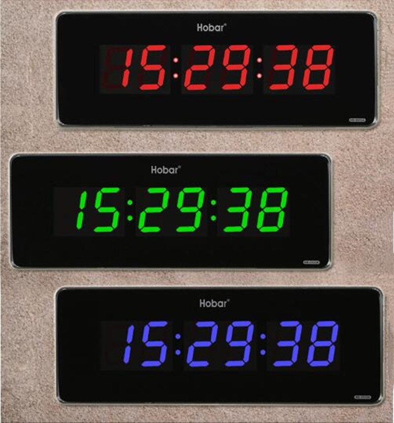 36*13*3cm Digital Wall Clock Hours Minutes Seconds Display Desk Table Clocks Plug-In Use Electronic LED Wall Watch EU/US/UK Plug