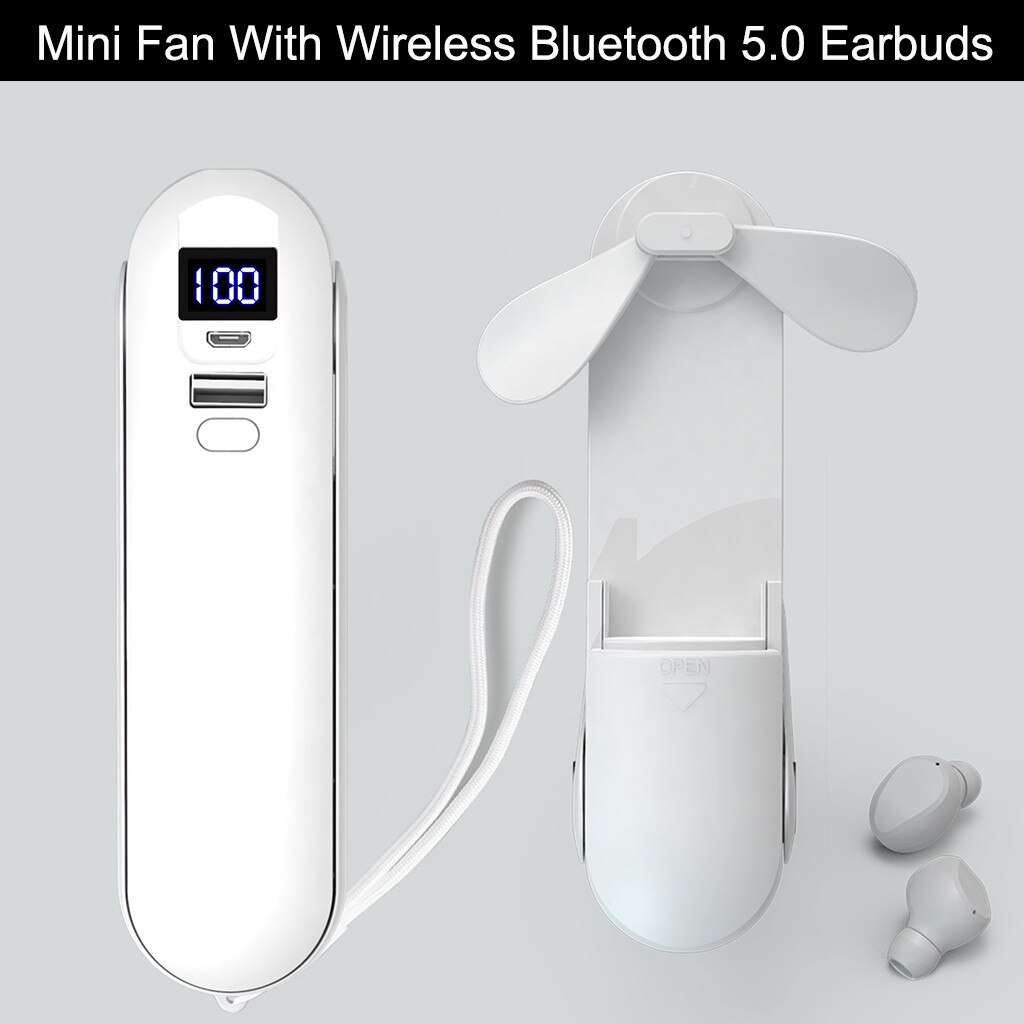 Usb Smart Home Draagbare Handheld Multifunctionele Mini Ventilator Zomer Opladen Ventilator Met Draadloze Bluetooth Headset Zaklamp