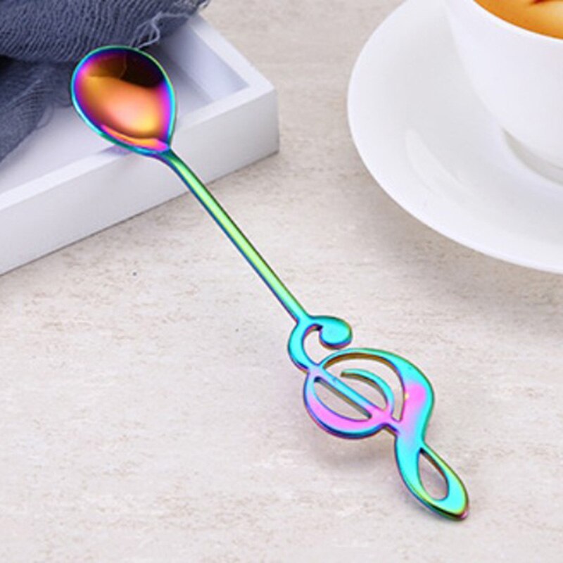S Rvs Muzieknoot Koffie Roeren Lepel Suiker Ijs Mok Dessert Thee Lepel: Colorful