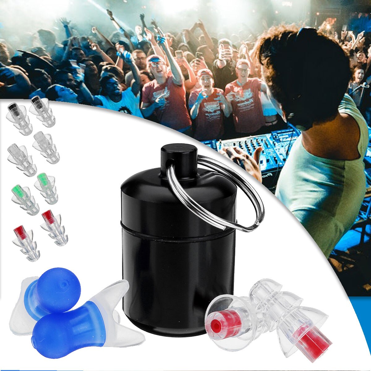 2Pcs Noise Cancelling Earplugs Hearing Protection Reusable Silicone Ear Plugs For Sleep Concerts Musician Bar Drummer