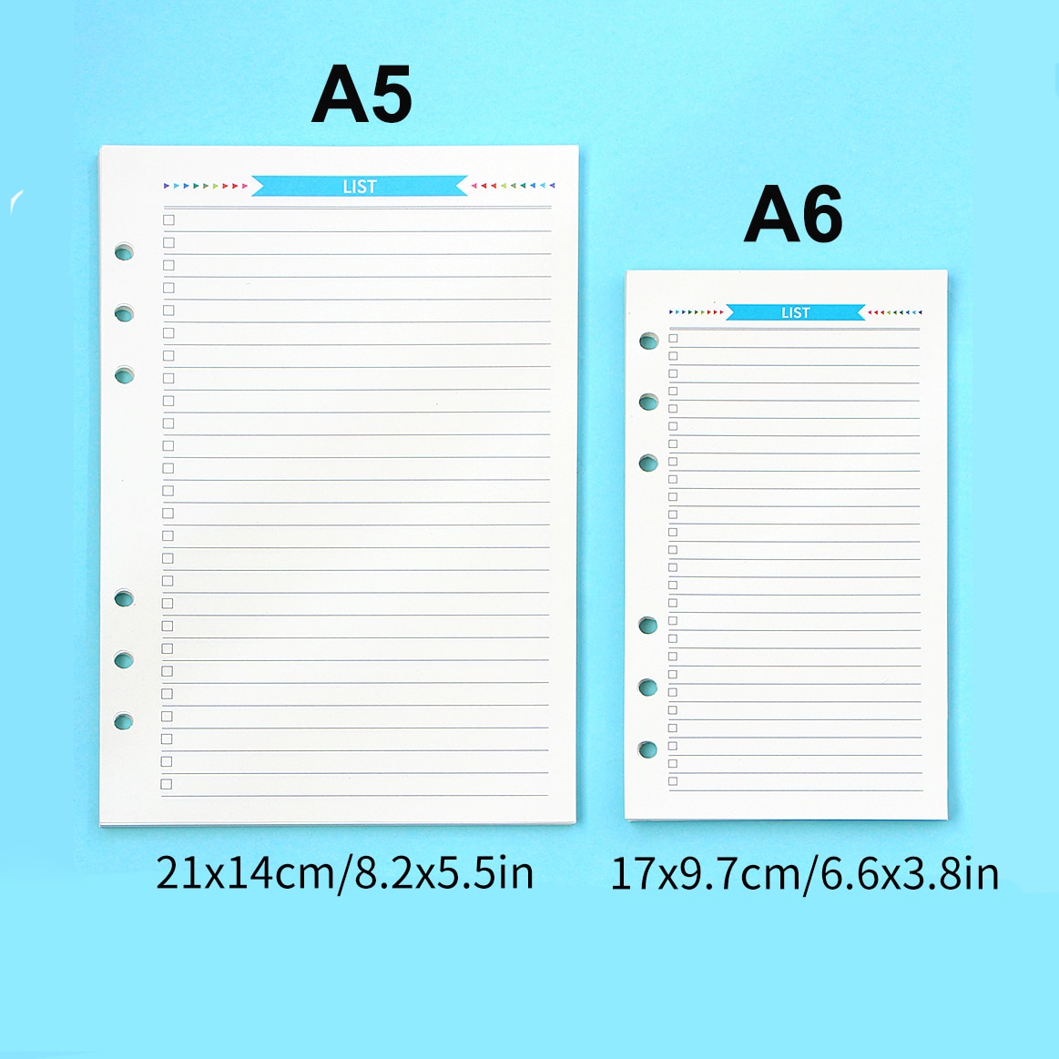 Agenda en espiral con 6 agujeros, planificador con papel interno, diario semanal, Plan mensual para hacer lista, página colorida para cuaderno de hojas sueltas A6/A5