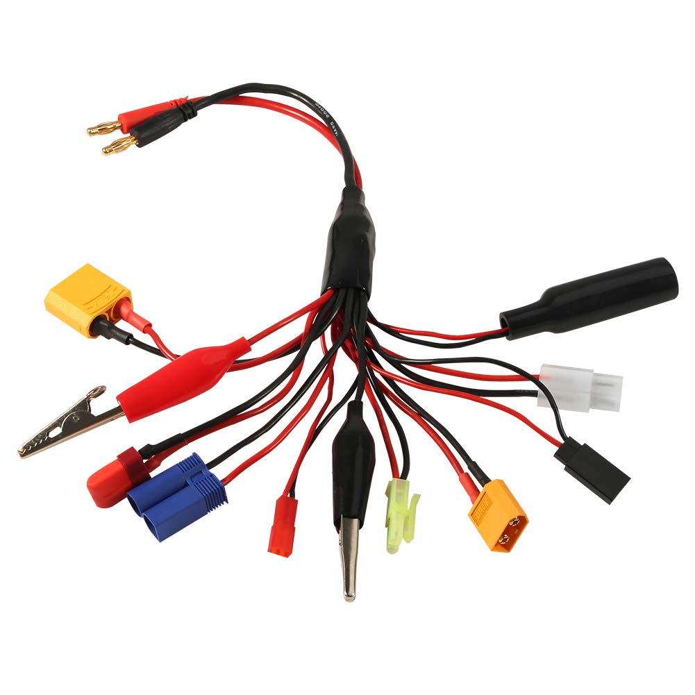 Adaptador de cargador múltiple de batería Lipo RC 10 en 1, Cable de plomo, conector Banana de 4,0mm a JST/T-Plug/XT60/XT90/EC5 para juguete XT60, XT90: Default Title