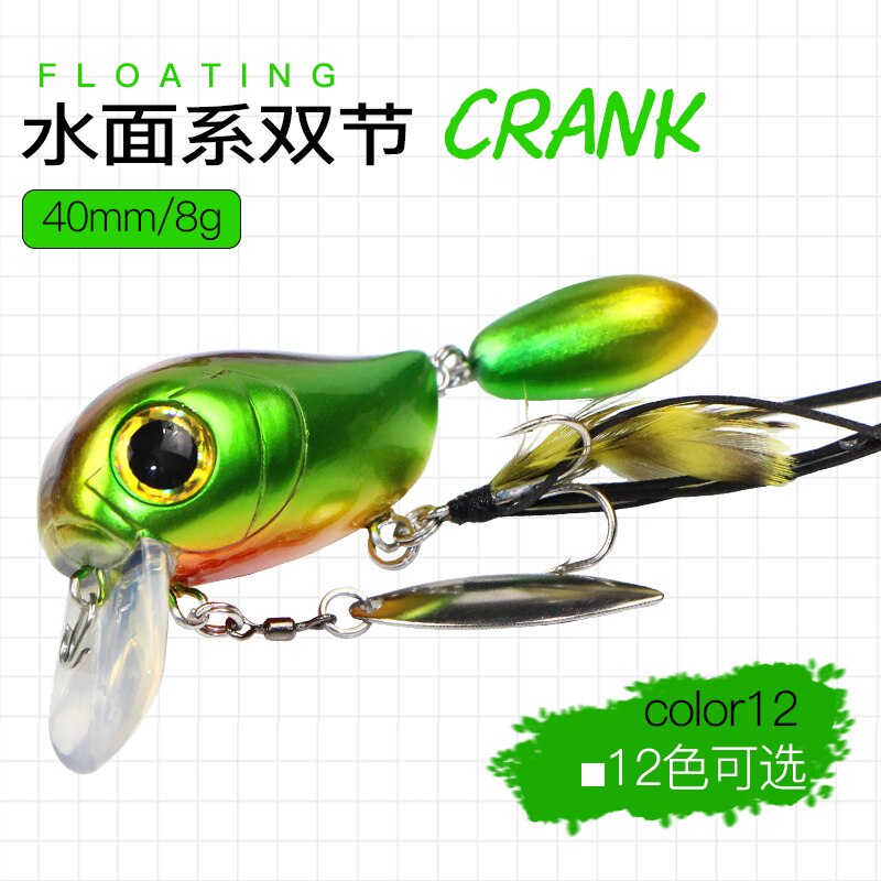 Histolure fiske sluk  sa40 sveiv 40mm 8g 12 farger flytende sluk bass gjedde wobblere crankbait