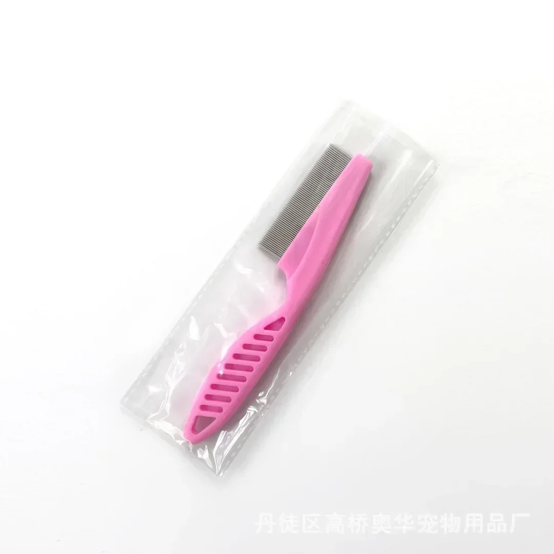 Huisdierverzorging Vlooienkam Roestvrijstalen verzorgingskam Kat Hond Haarborstel Vlooienverwijdering Massagekam Huisdier Draagbaar gereedschap Accessoires: L / Paars