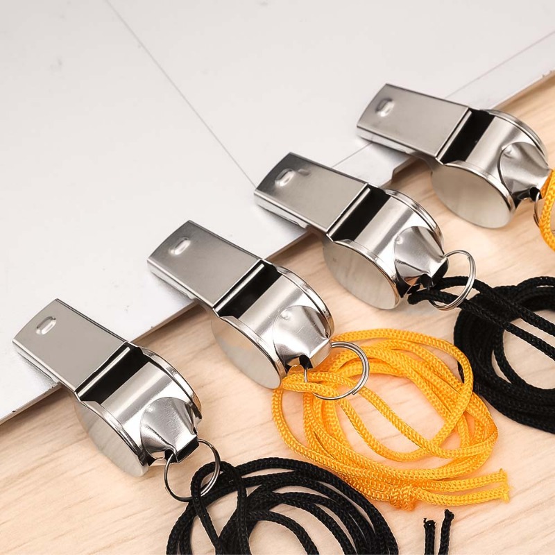 Stainless Steel Whistle with Lanyard Outdoor Referee Super Loud Whistle Cheerleader Sporting Goods for Training