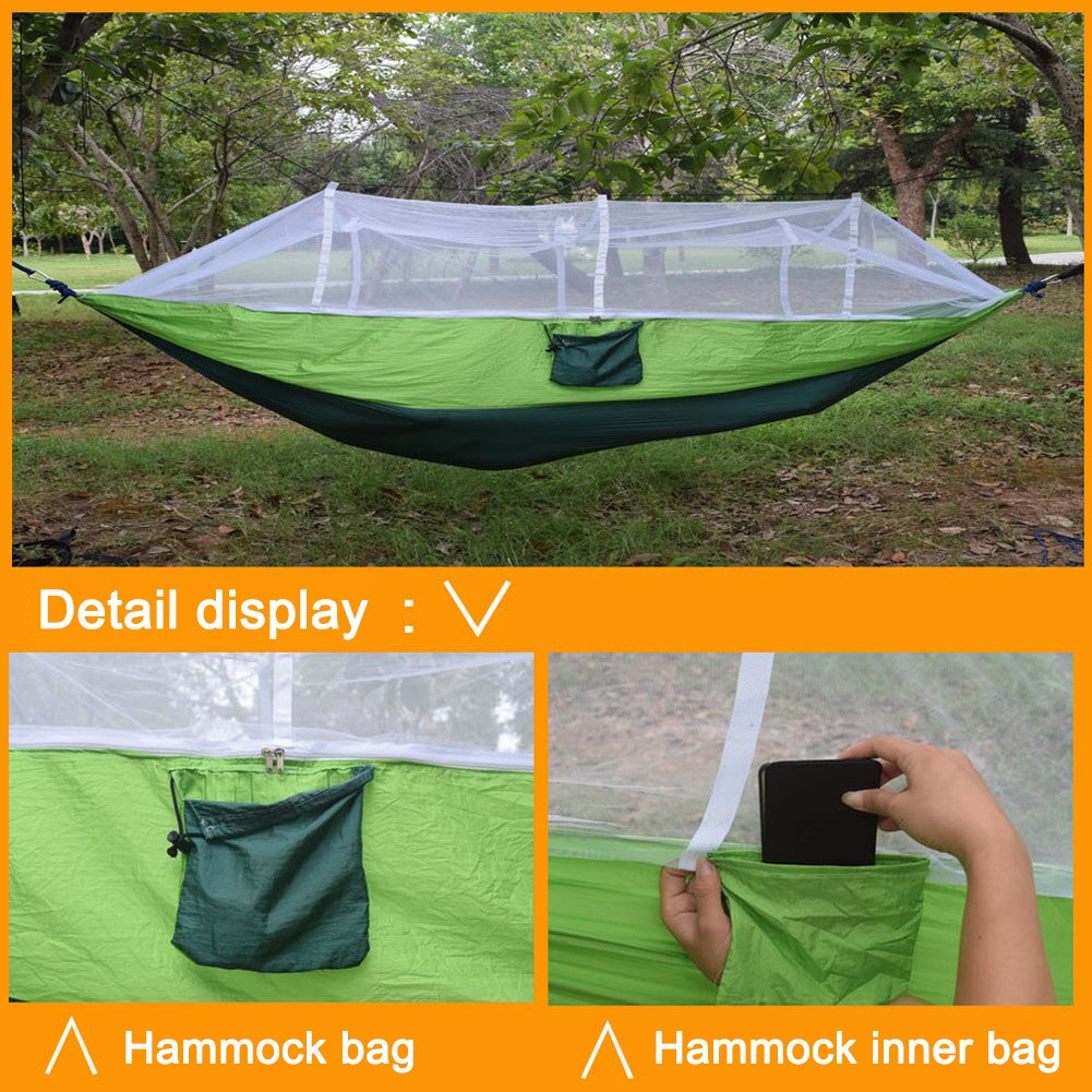 Portable Double Swing Hammock Nylon Bed with Mosquito Net for CampingHiking ED889