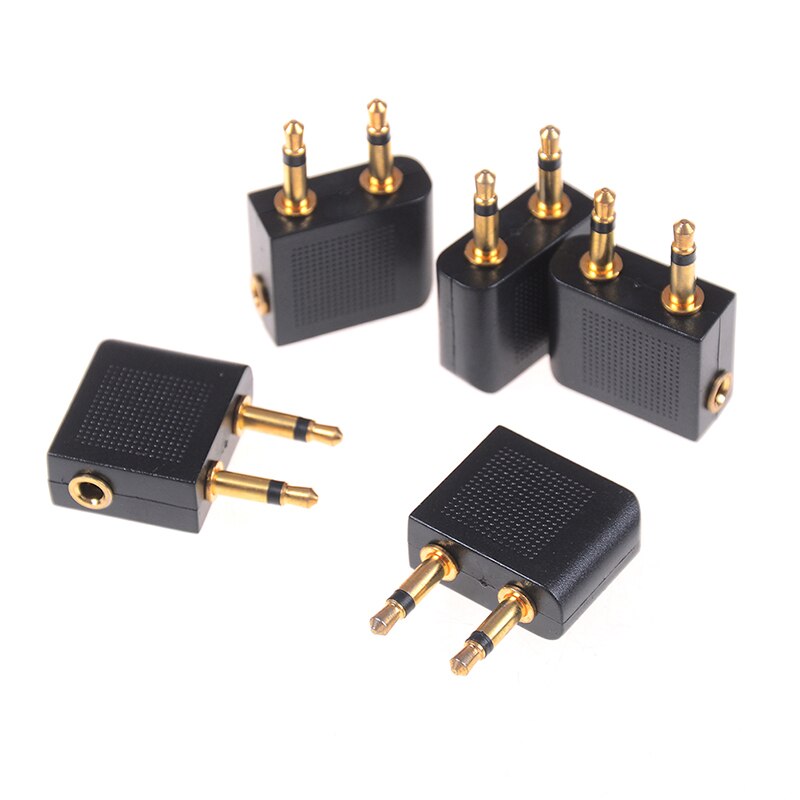 5Pcs 3.5mm pro airline airplane golden plated headphone jack plug adapter