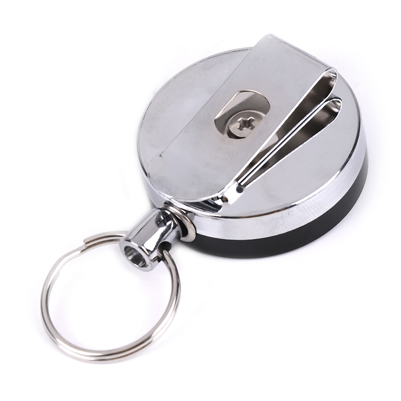 1PCS Portable Classic Casual Stainless Steel Badge Reel Retractable Key Ring ID Card Holder Clips