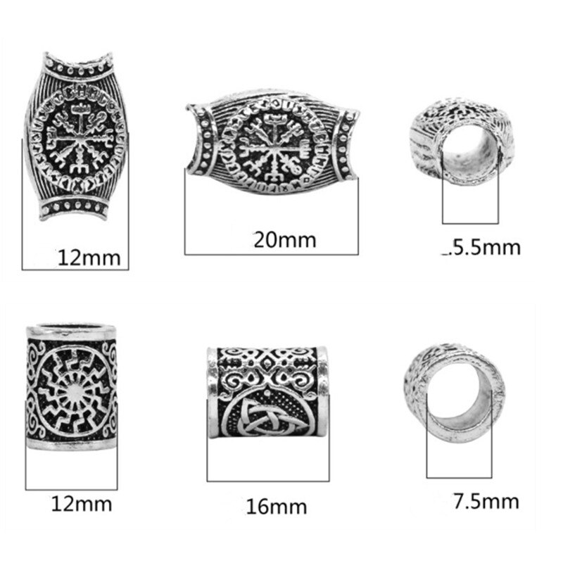 1-5 stücke Wikinger Rune Haar Bart für Haar flechten Schmuck, Der Haar Bart Handwerk Schmuck DIY Große See perle Zubehör