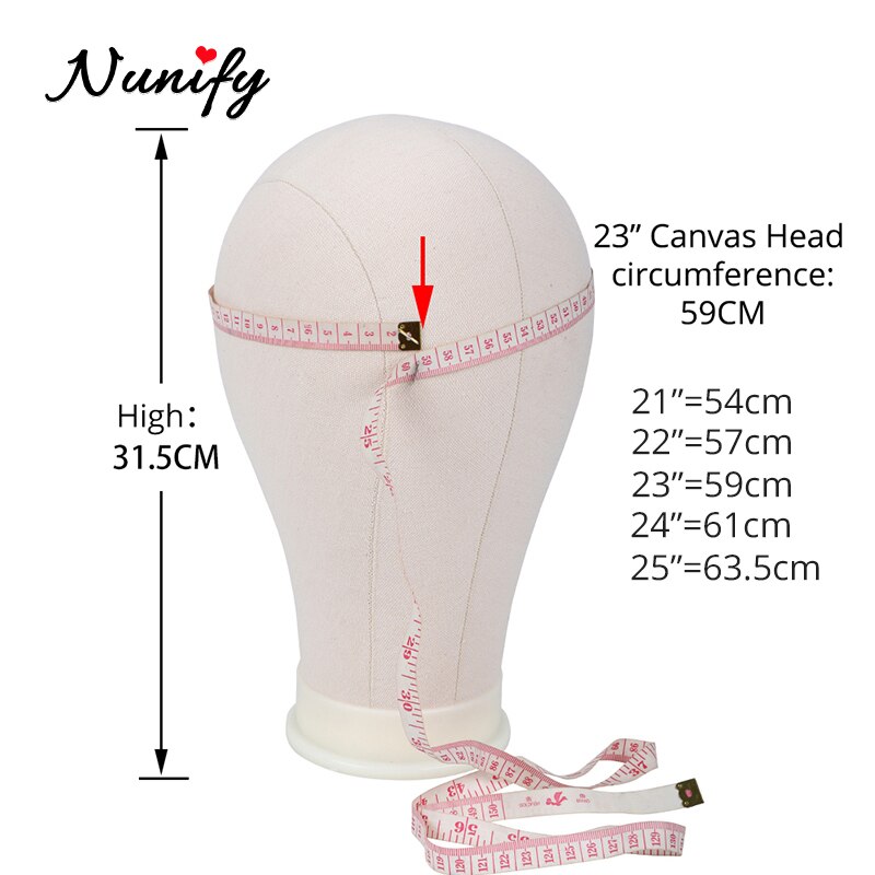 Nunify 21-25Inch Wig Tripod Stand And Canvas Head Wig Manikin Canvas Block Head Stand Aluminium Alloy Round And Mannequin Head