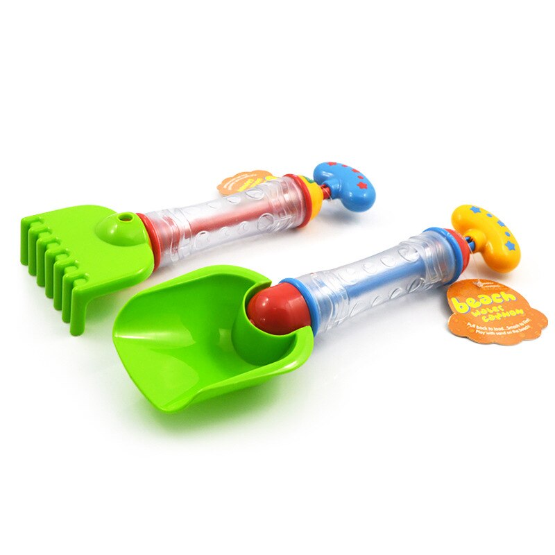 Plastik strand sand legetøj 2 i 1 børn vandpistoler sommer svømning vand sprinklere med sand grave skovl rive børn bade legetøj: C