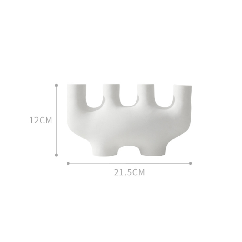 Candelabro de cerámica nórdico, portavelas blanco en forma de U, soporte de vela escandinavo para sala de estar, adorno para el hogar: B