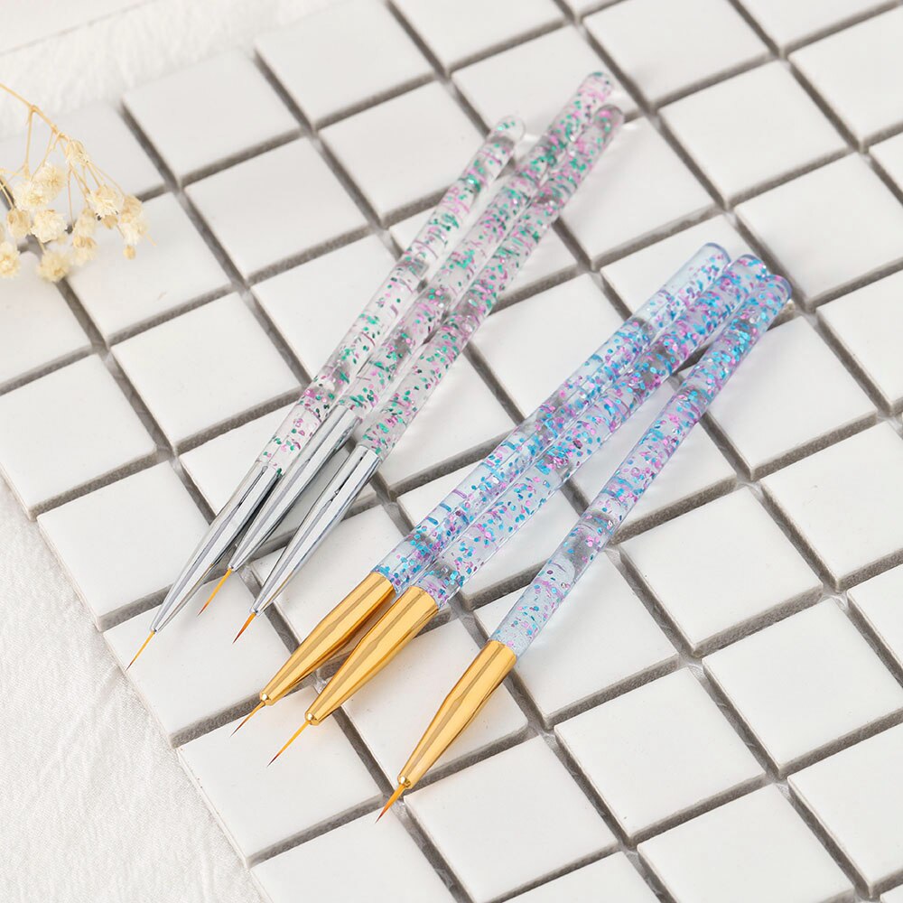 Pluma de dibujo de detalles, cepillo de línea para arte de uñas, de patrón de dibujo de uñas, cepillo de línea, cepillo de esmalte de uñas UV, 3 piezas