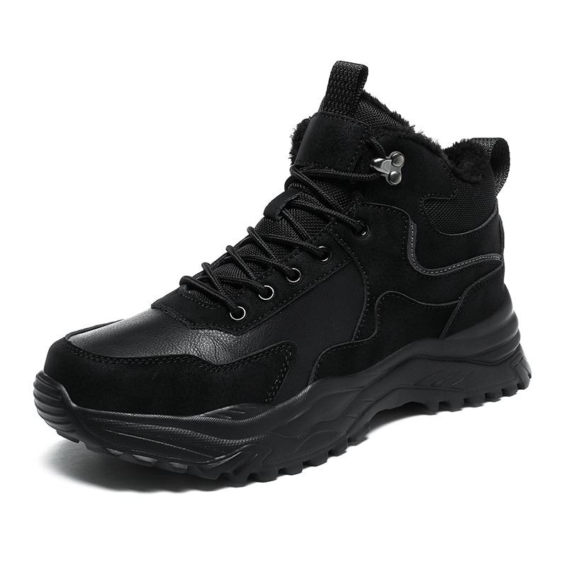 Varma herrskor för vandring, vattentäta utomhusskor, halkfria sneakers, herrklättringsskor, vinterkängor: Svart / 41