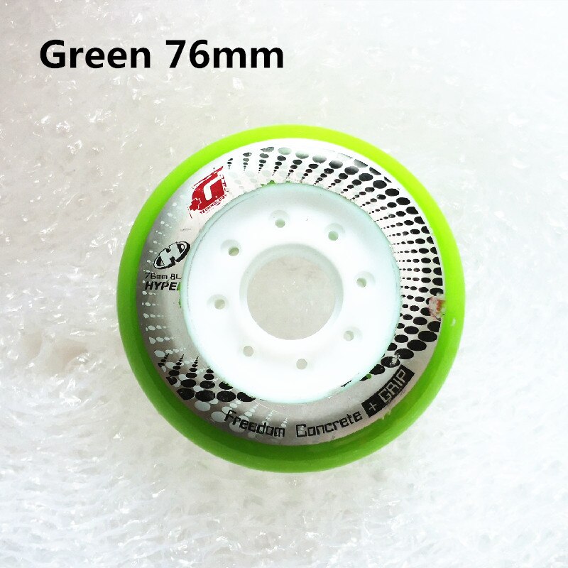 [72mm 76mm 80mm]Hyper +G Inline Skates Wheel 84A +Grip Freedom Concrete Roller Skating Rodas for SEBA High HV Carbon: Green 76mm