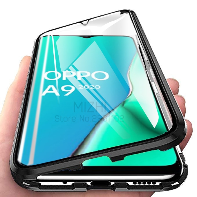 360 Dubbelzijdig Glas Case Voor Oppo A9 Case Magnetische Metalen Bumper Back Cover Voor Oppo A5 Een 9 A11 A11X Gevallen Oppo A9