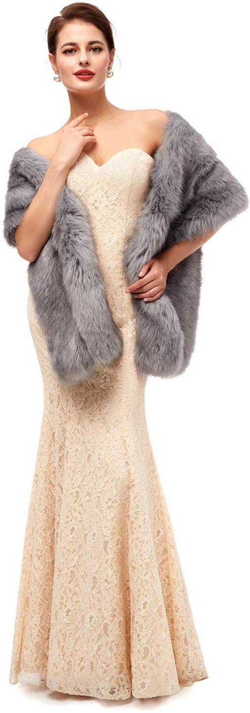 Bolero Jacket Avondjurk Sjaal Bridal Wraps Fur Cape Fur Sjaal Veer Robe Sheer Wit Bont Mantel Winter Witte Mantel jas: 1pj19142
