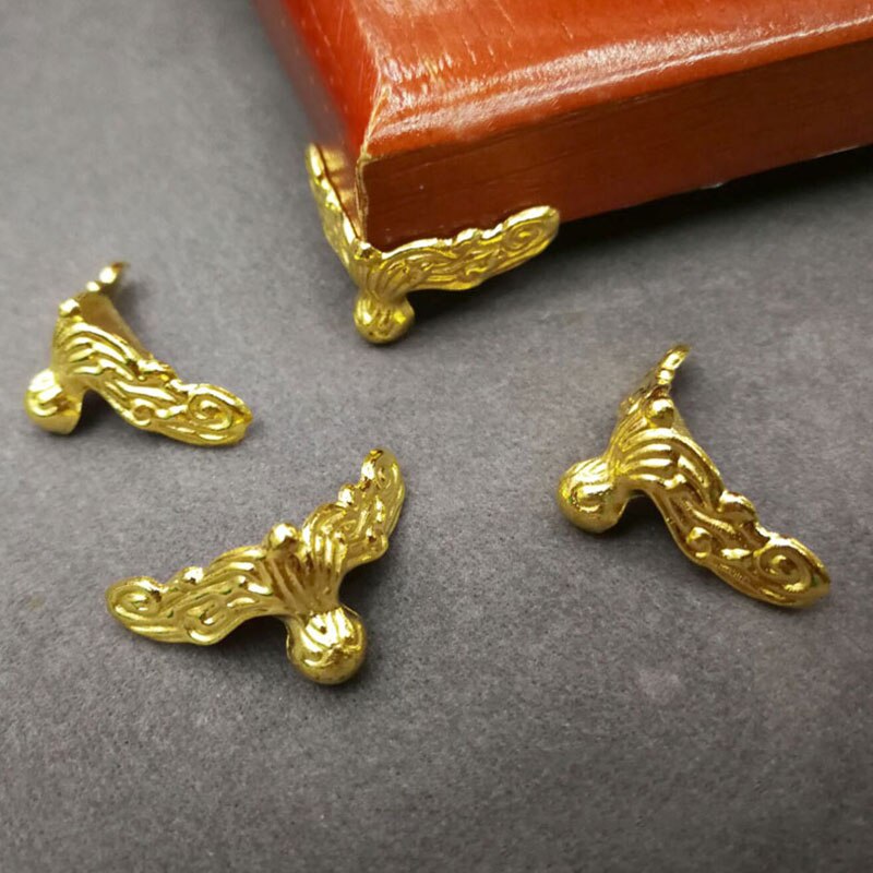 4Pcs Wood Case Decorative Feet Legs Corner Protector Golden Jewelry Box Feet Brackets Alloy Furniture Bottom Support Foot: Gold