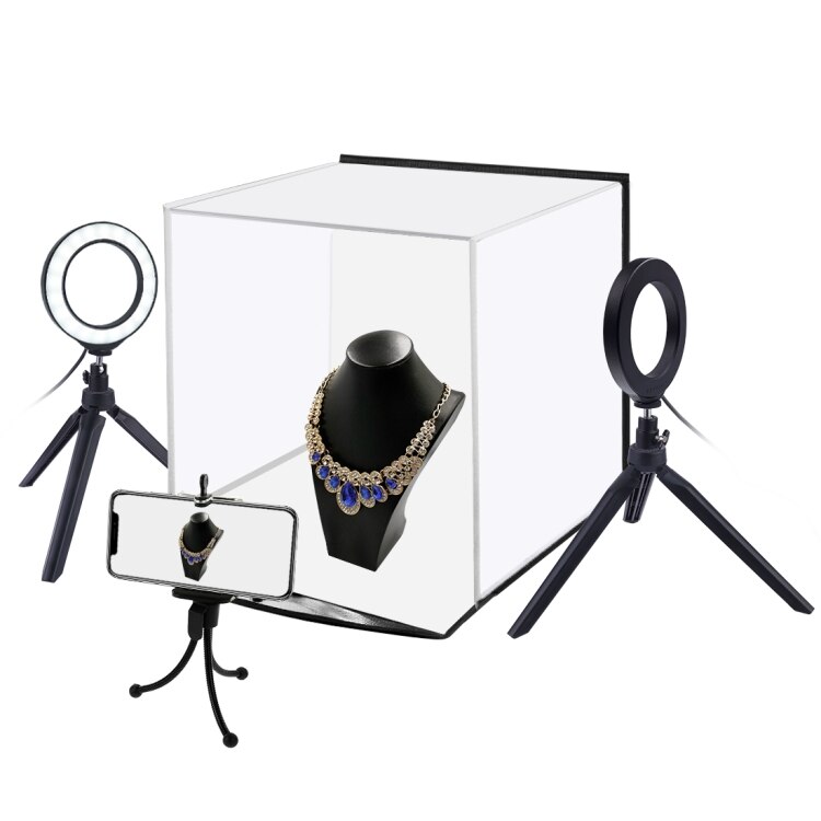 PULUZ PU5130 30cm Foto Softbox Draagbare Vouwen Studio Schieten Tent Box + 4.6 inch Ring LED Licht Kits met 6 kleuren Achtergronden