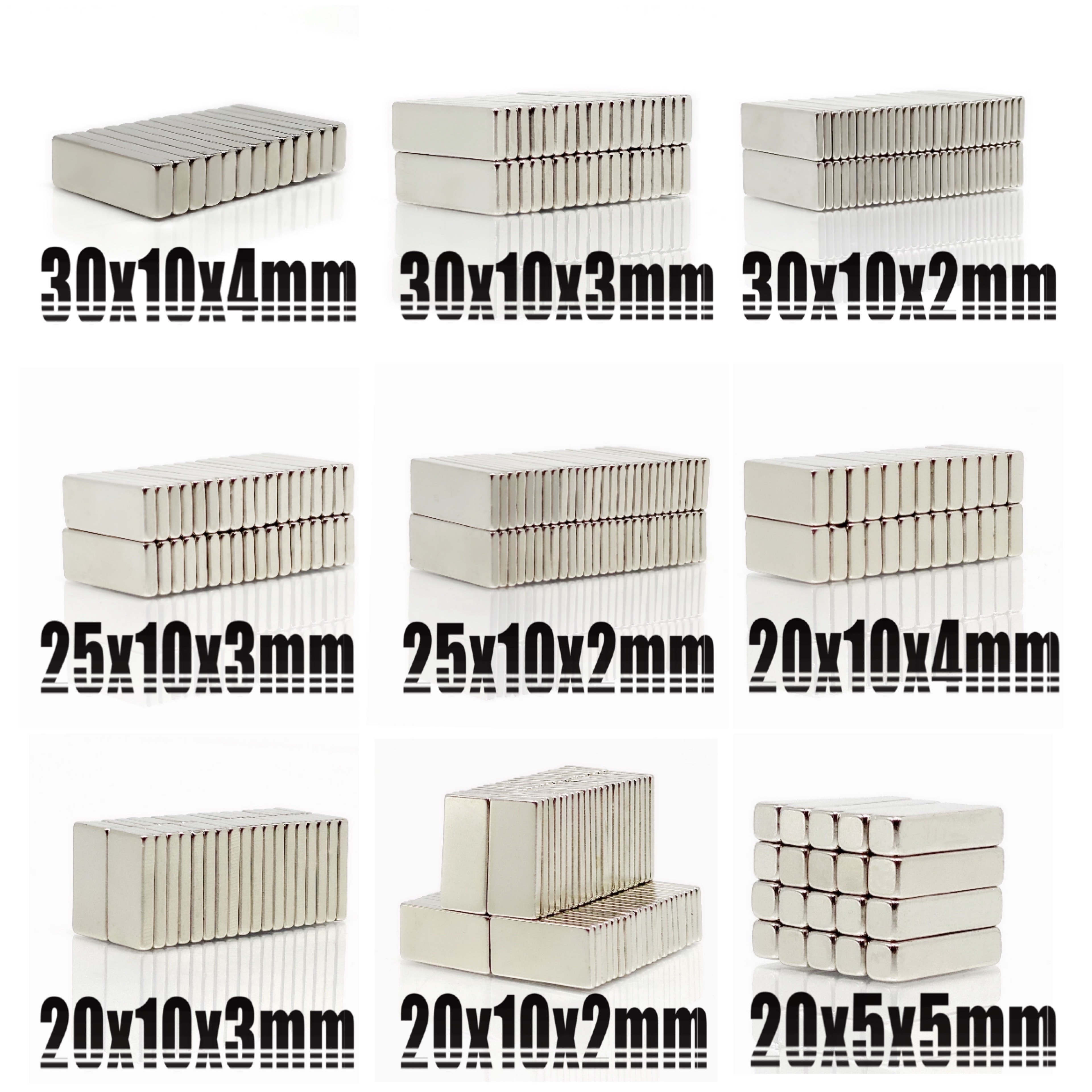 20Pcs N35 Neodymium Magneet Blok 20X10X2 20X10X3 20X10X4 20X10X5 25X10X3 30X10X2 30X10X4 20X5X2 Mm Blok bar Magneten Zeldzame Aarde