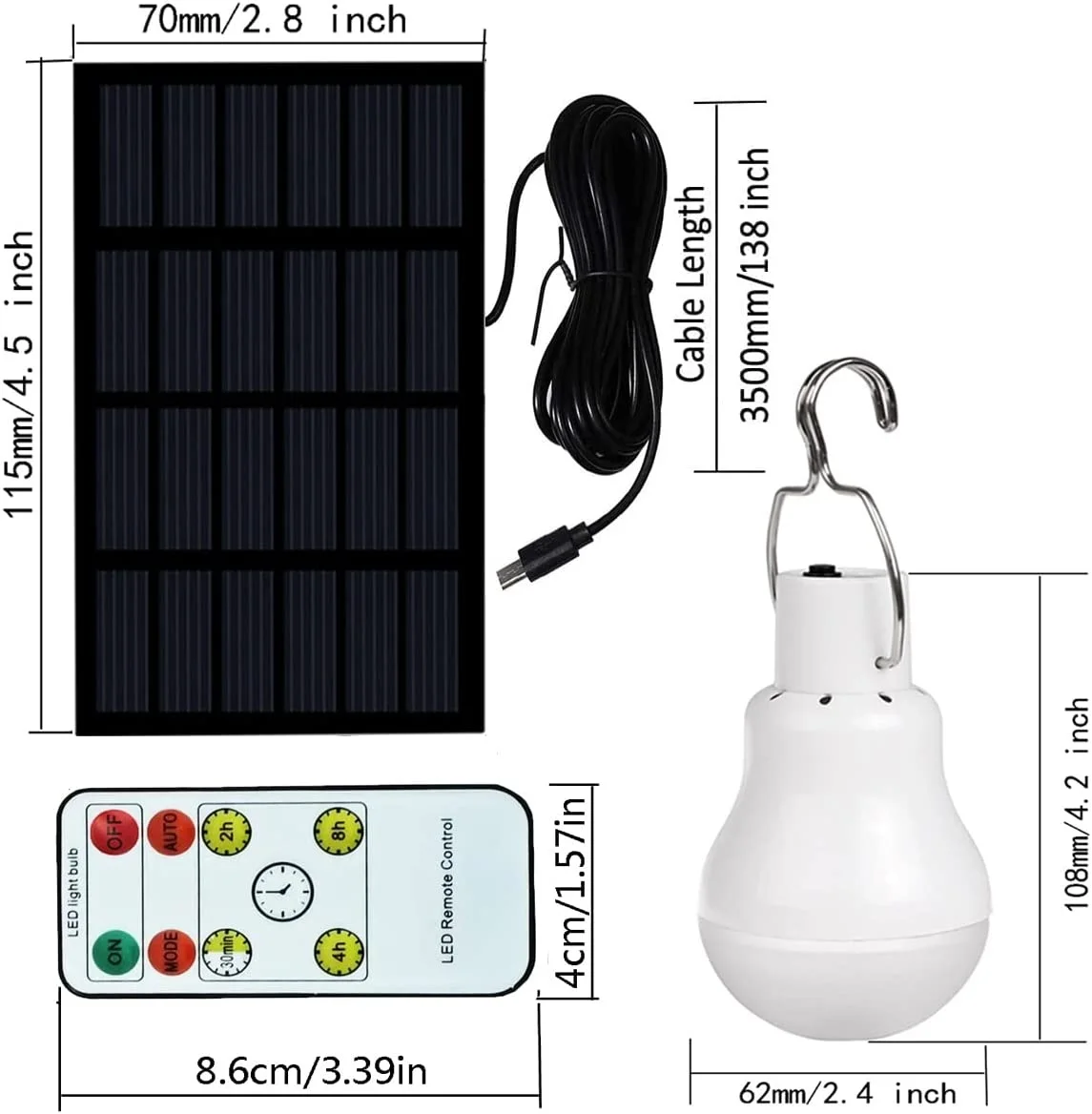 Solarbirne 5V USB aufgeladen hängende Solar--Außenleuchten mit Solarpanel wasserdichte drinnen-Solarlampe Haus Notfall Sonnenlicht: Orange