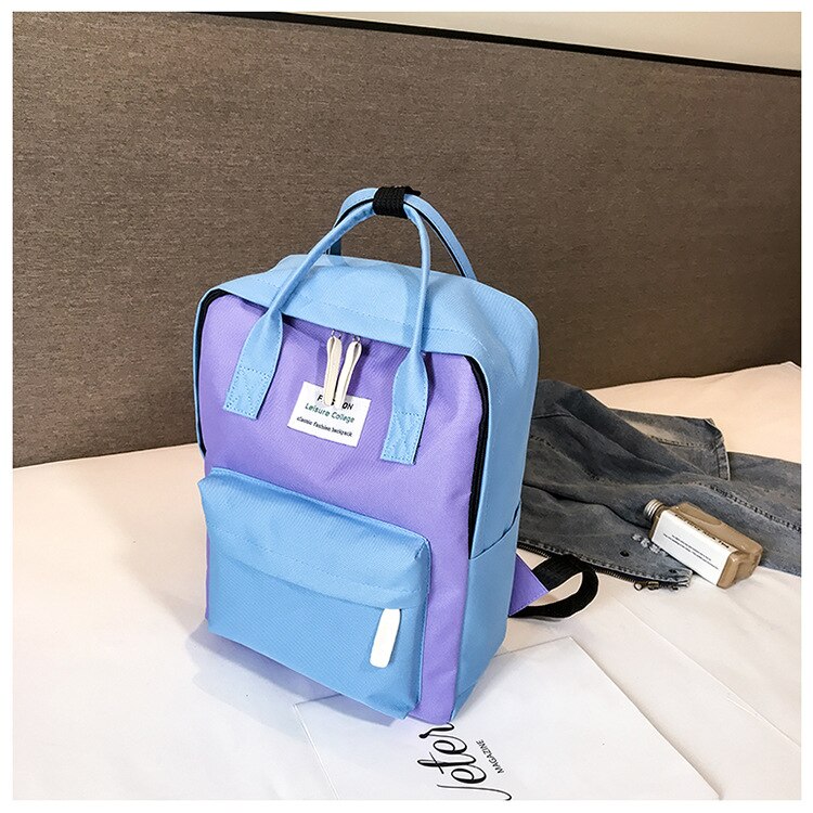 Schattige rugzak dames canvas schooltas voor tienermeisjes campus laptoptas vrouwelijke reis kawaii rugzak preppy stijl: Paars