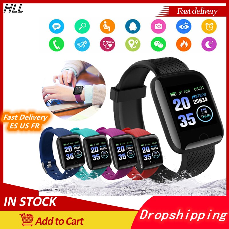 Smart Horloge Fitness Tracker Voor Kid Bluetooth Kleur Screen Horloge Polsbandje Bloeddruk Hartslag Smart Horloge Band 116 Plus