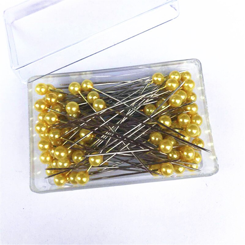100Pcs/Box 40mm Colorful Round Pearl Head Needles Stitch Straight Push Sewing Pins For Dressmaking DIY Sewing Tools Positioning: 01