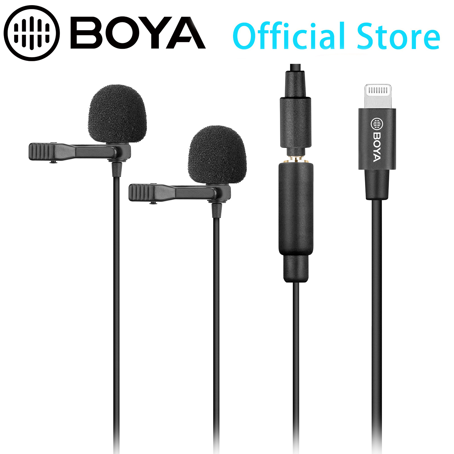 Boya BY-M2/M2D Dual Revers Lavalier Microfoon Met Schuim Voorruit Voor Apple Iphone 11 8 X Smartphones Ipad Ipod ios 8.0 Apparaten