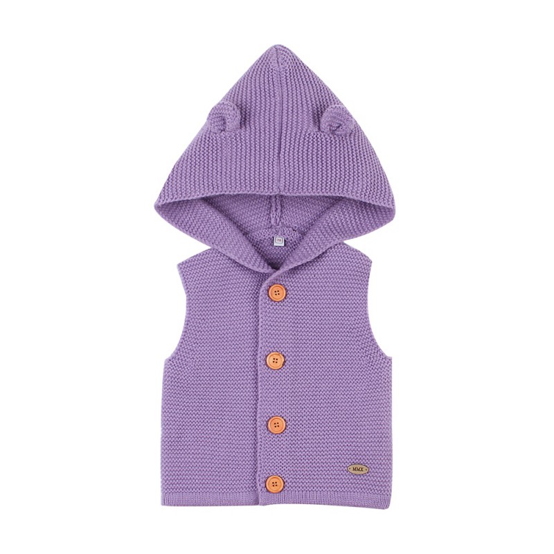 Outono crianças bebê meninas meninos sólido impressão com capuz colete camisola sem mangas tops casaco outerwear