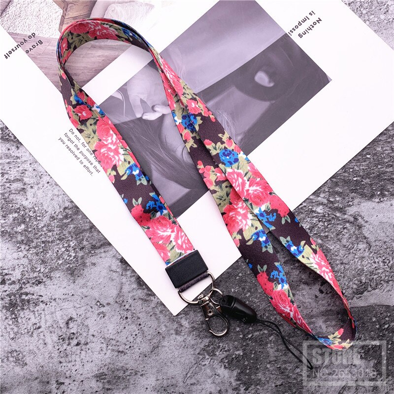 10Pcs/lot Phone Strap Lanyards for Key flower color Neck Strap For Lanyards Strap For Card Badge Gym Key Chain Lanyard Key: 0002ten