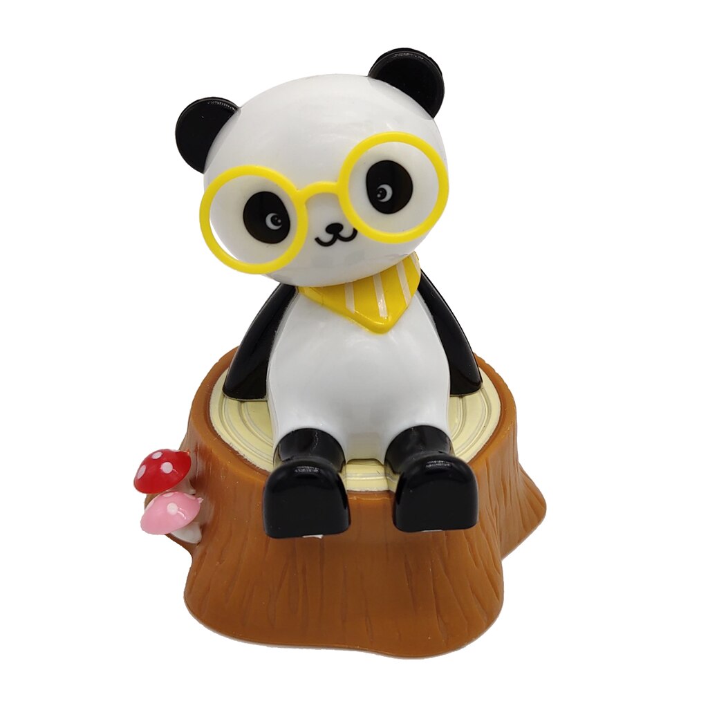 Schattige Zonne-energie Bobbling Speelgoed Schudden Hoofd Panda Thuis/Kantoor/Auto Ornament