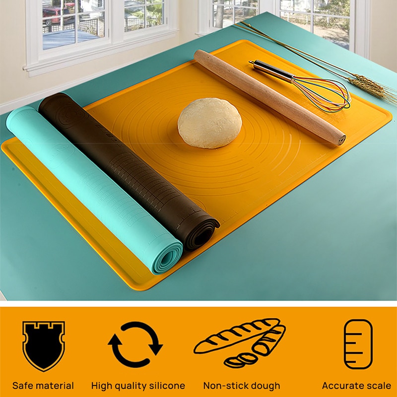 Thick Silicone Dough Pad Mat Dough Non-Stick Scale Kitchen Baking Tool Cake Board Large Soft High Temperature Rolling Dough Pad