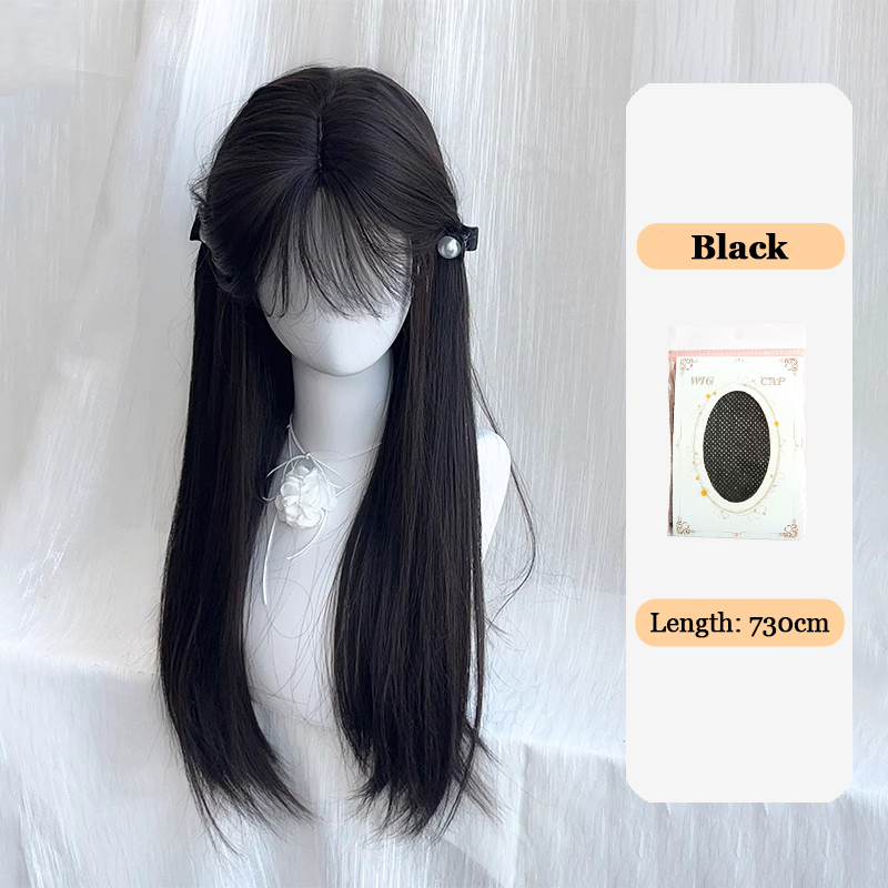Peluca blanca con flequillo, pelucas de pelo largo y liso, peluca sintética de 28 pulgadas para mujer, pelucas de Cosplay de fibras resistentes al calor, pelucas Lolita: Blonde