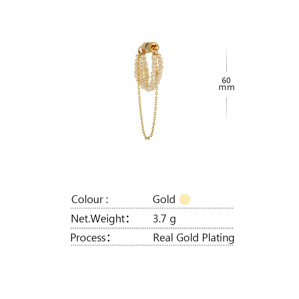 Yhpup 1 peça estilo coreano natural pérola clipe de ouvido para as mulheres temperamento longo corrente sem piercing orelha osso brincos jóias presente