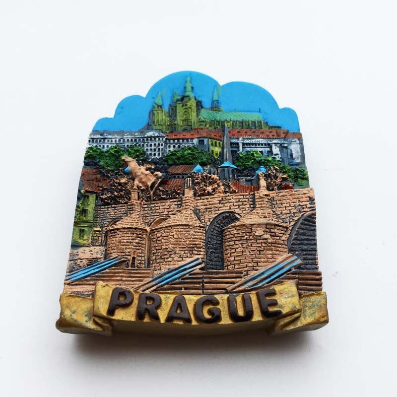 Czech capital Prague punch time attractions Charles Bridge tourist souvenirs hand-painted magnet refrigerator stickers