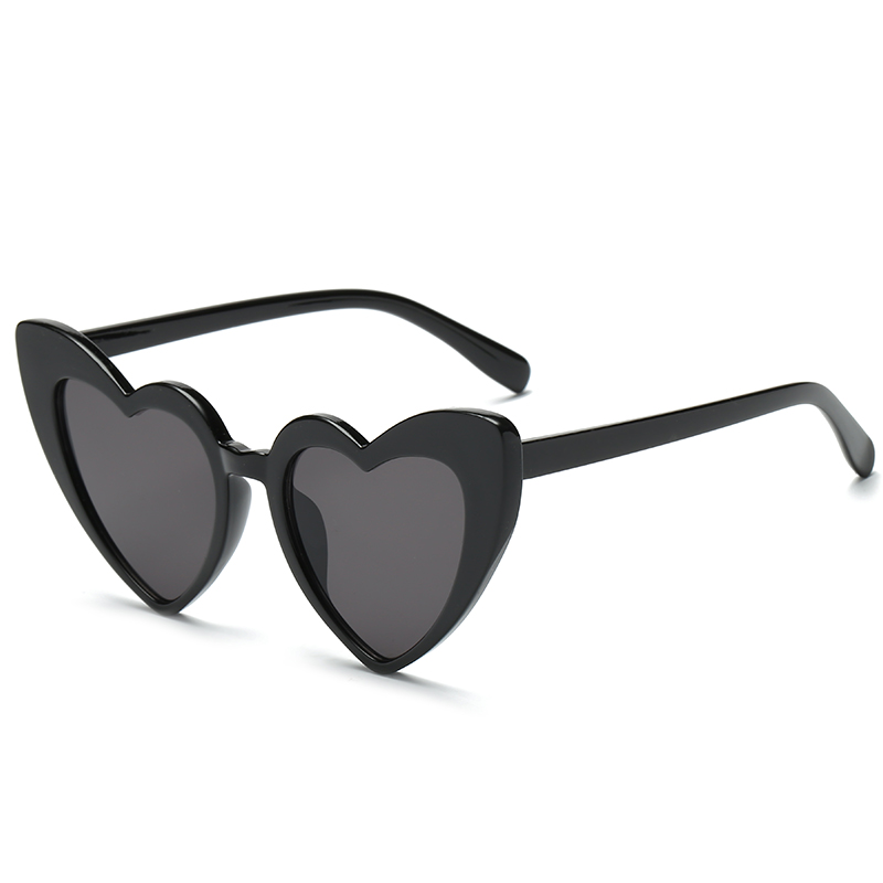 Owl City Heart Sunglasses Women Vintage Red Hearts Shaped Sunglass Ladies Retro Brand Eyewear 90s for Female Shades: black