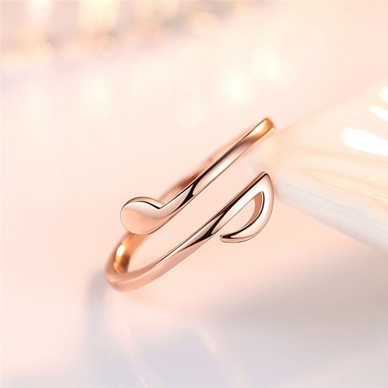 Musical Anmerkungen Ring Einfache Stil Frauen Silber Farbe Ringe Schmuck Öffnung Einstellbar Schwanz Ring Damen Party Ringe