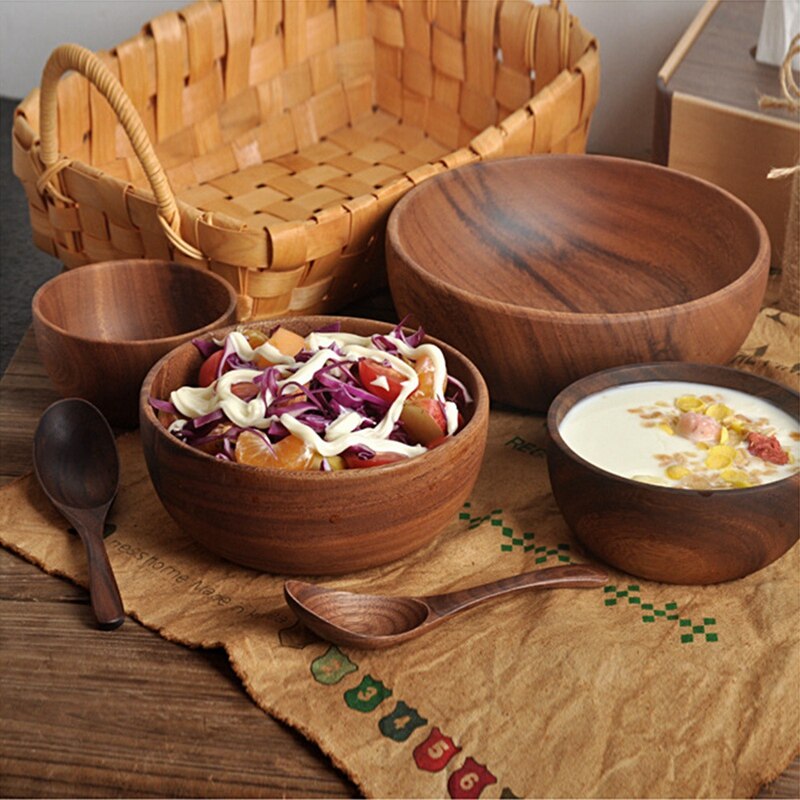 Acacia Wood for Fruits, Salads and Noodle, Salad Wooden Bowl