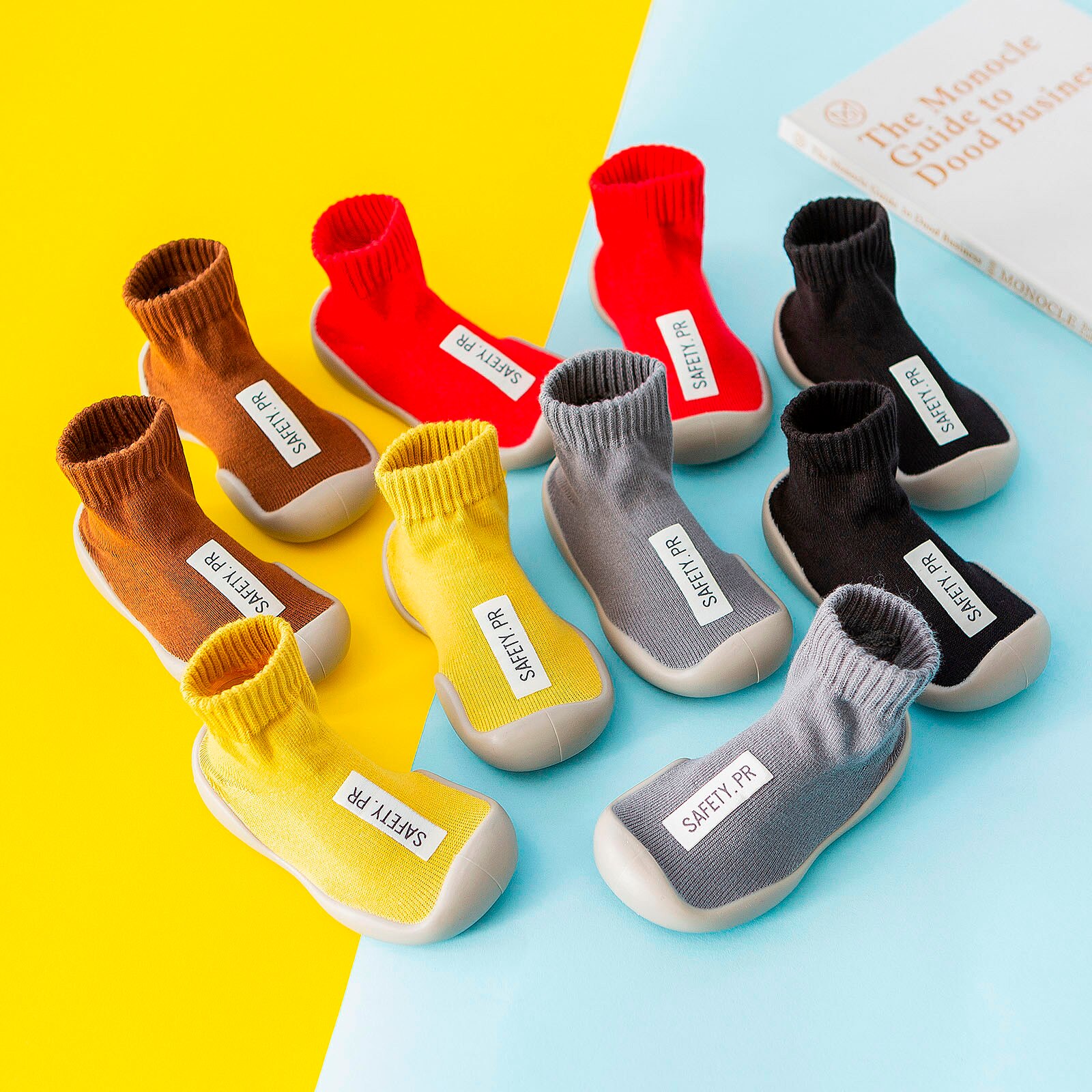 Calcetines elásticos con suela de goma para niño y niña, calcetín antideslizante para primeros pasos, para primavera y otoño
