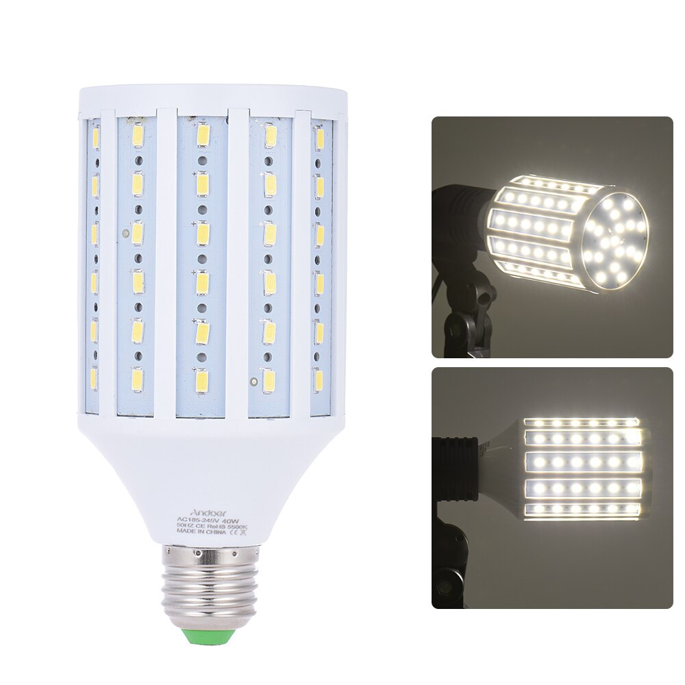 Andoer estudio fotográfico. fotografía, 40 W LED de la lámpara de maíz bombilla de luz 90 cuentas 5500 K E27