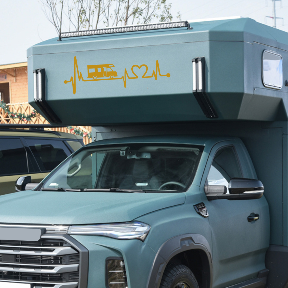 Pegatinas de vinilo de rayas para autocaravana, caja de caballos, caravana, RV, accesorios para coche, calcomanías gráficas de decoración de electrocardiograma