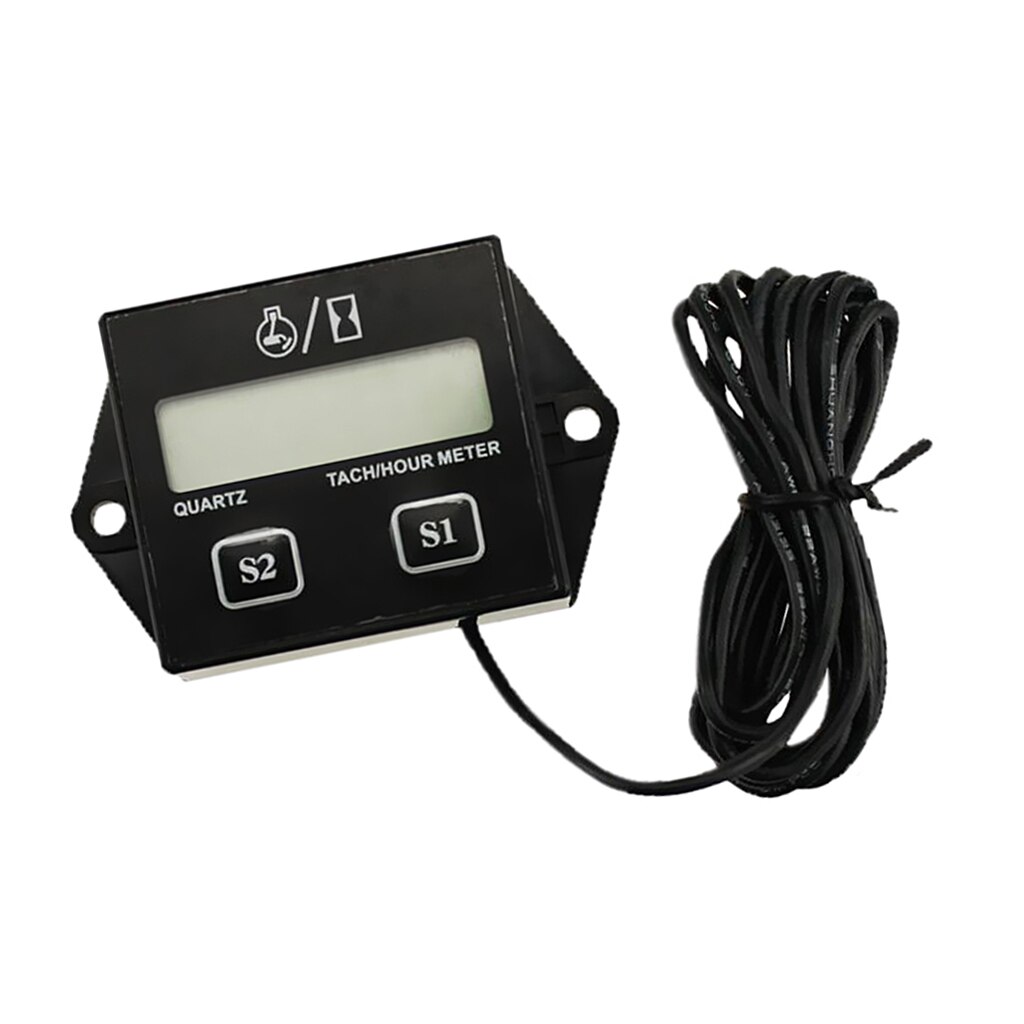 Digital Engine Tach Tachometer Hour Meter for Motorcycle ATV Boat Spark Plugs with Replaceable Battery