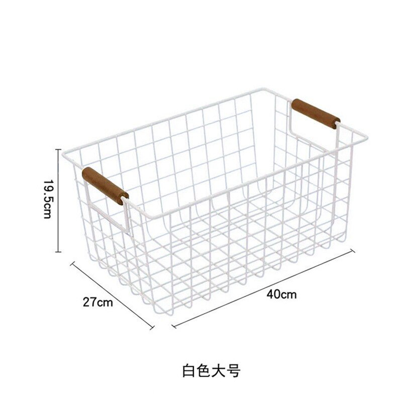 Nordisk japansk simpel jern kunst opbevaring kurv køkken diverse snacks opbevaring kurv desktop organisere opbevaring kurv med han: Hvid / M