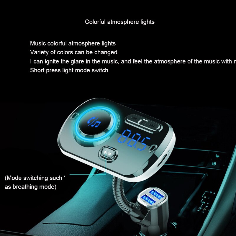 Bluetooth 5.0 Car Kit Handsfree Bellen Fm-zender Aux O Auto Speler A2Dp Draadloze Mp3 Universele Snel Opladen